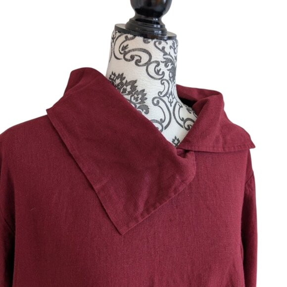 Kaliyana Zipper Top Brick Roma Rust Red Linen Blend Tunic Side Zipper Women S/M - Picture 4 of 13